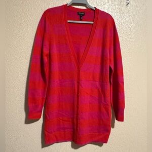 Escada Sport Cardigan Sweater Striped‎ Size L Virgin Wool Cashmere Blend
